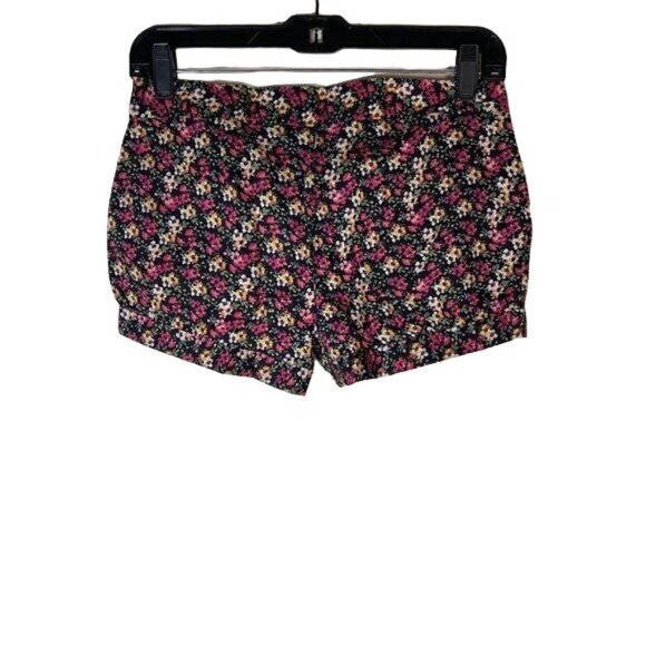 miley cyrus max azria shorts floral black pink pockets zipper cotton size 5 READ - Picture 2 of 8